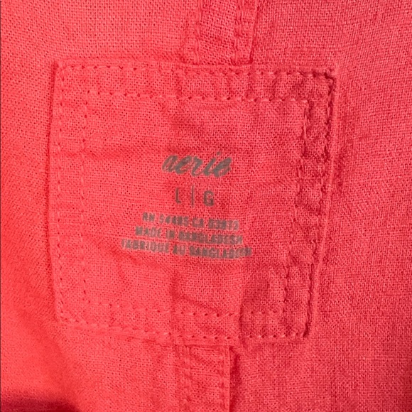Never Worn Aerie Linen Blend Coverup Shirt Haute Coral Size Large - Picture 2 of 8